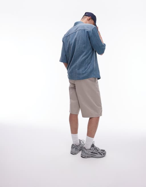 Topman long line shorts with pintuck in stone, 3 of 5