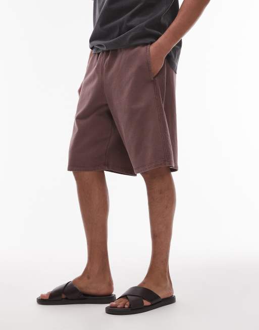 Topman long short with textured panel in washed brown, 2 of 5