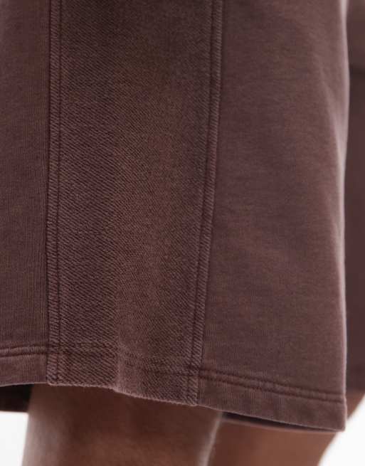 Topman long short with textured panel in washed brown, 3 of 5
