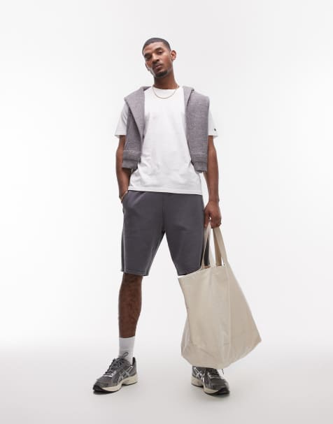 Topman long shorts with textured panel in washed gray - view 1