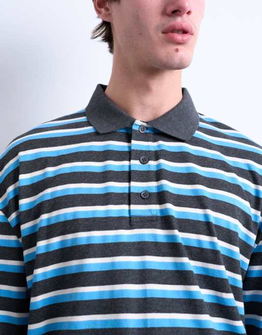 Topman long sleeve cropped rugby polo in blue ASOS