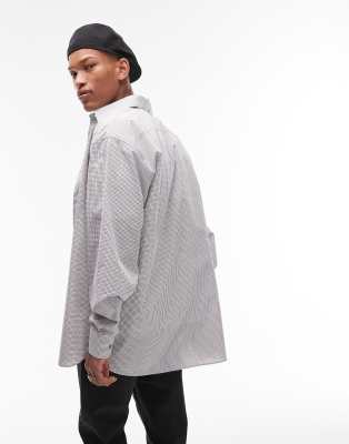 Topman long sleeve extreme oversized grid check shirt in multi