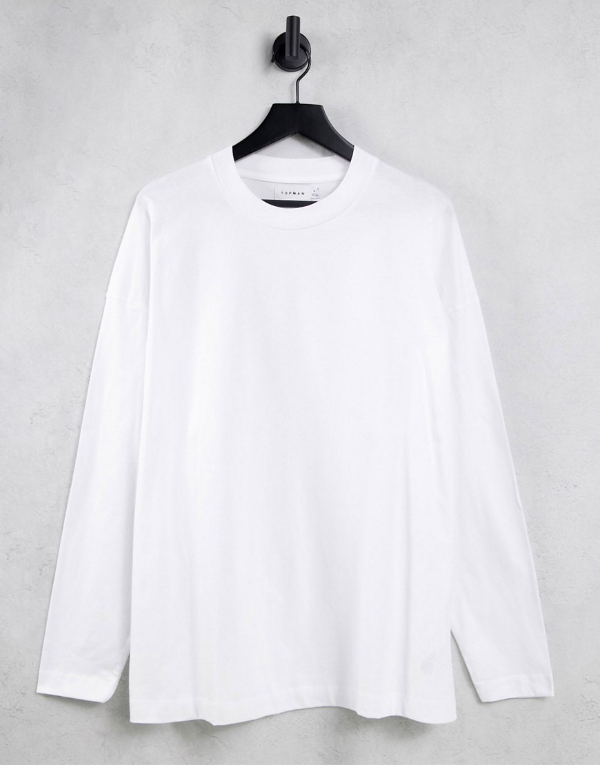 Topman long sleeve extreme oversized t-shirt in white