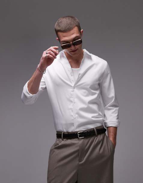 Topman long sleeve formal slim shirt in white - view 1