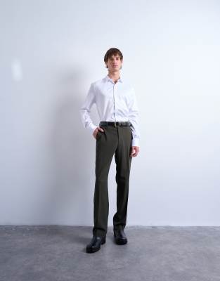 Topman Long Sleeve Formal Slim Shirt In White