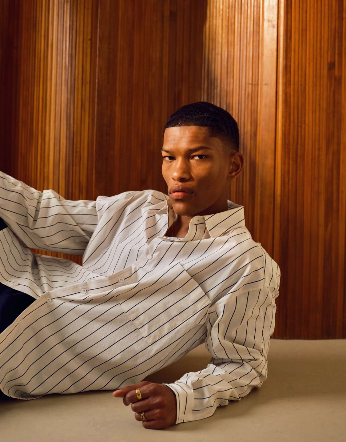 Topman long sleeve mini stripe relaxed shirt in cream