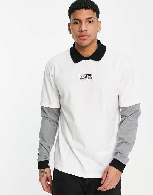 Polo shirt with long sleeve outlet underneath