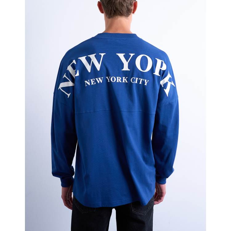 Topman long sleeve oversized New York City print t-shirt in mid