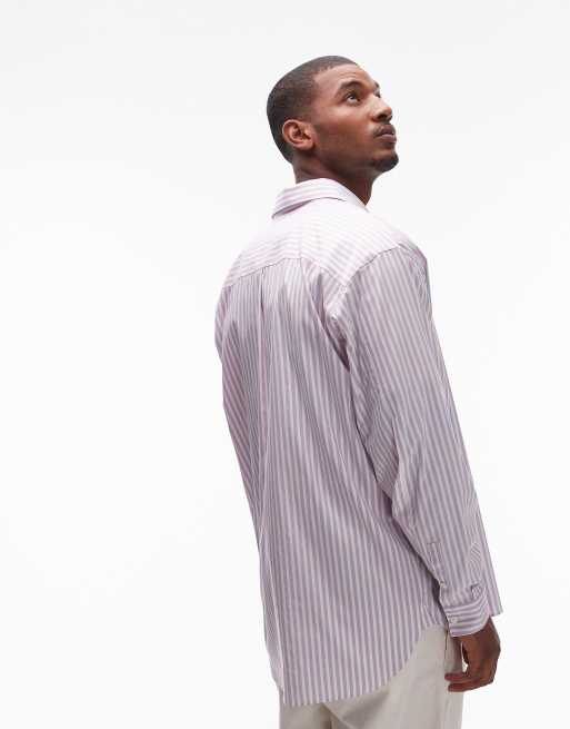 Topman long sleeve oversized pink striped shirt, 4 of 5