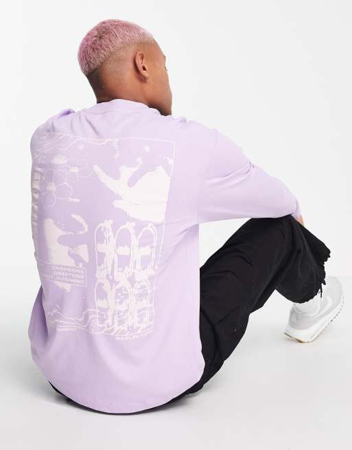 Topman long sleeve oversized T-shirt with tonal print in lilac