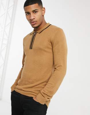 long sleeve polo shirts topman