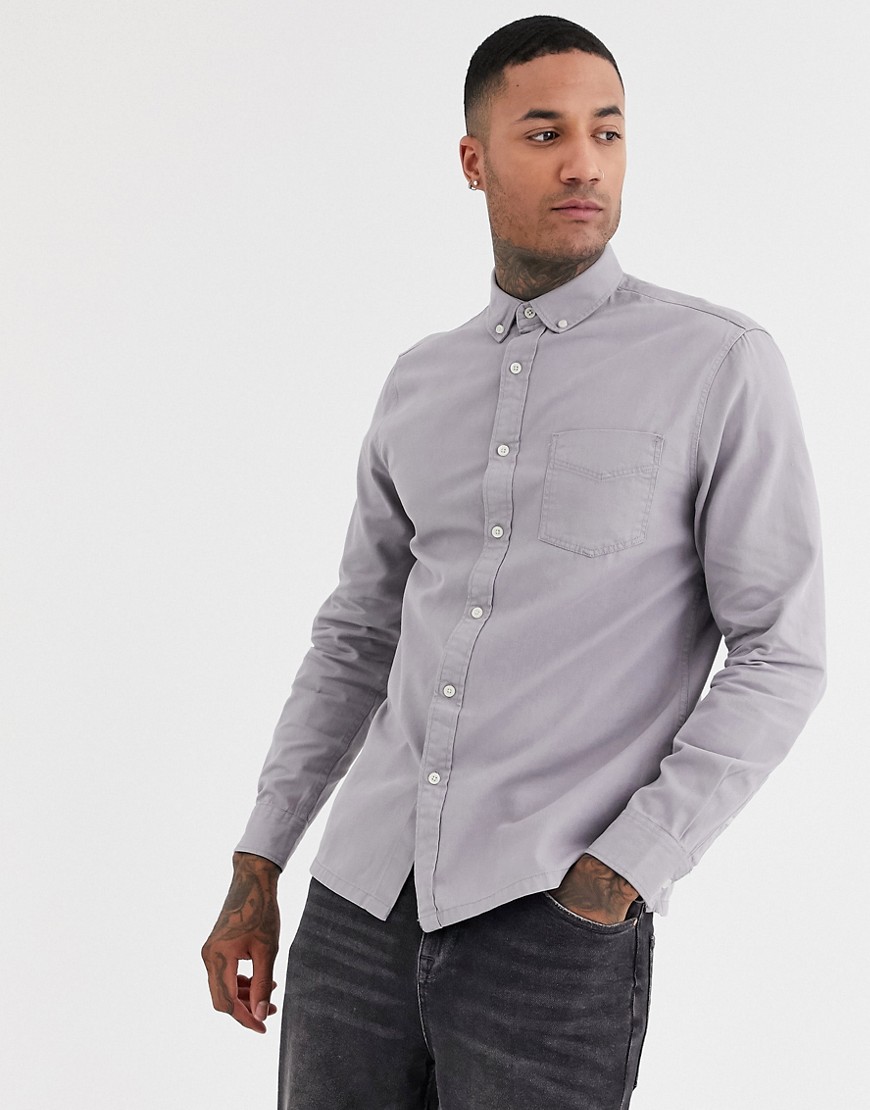 Topman long sleeve shirt in grey
