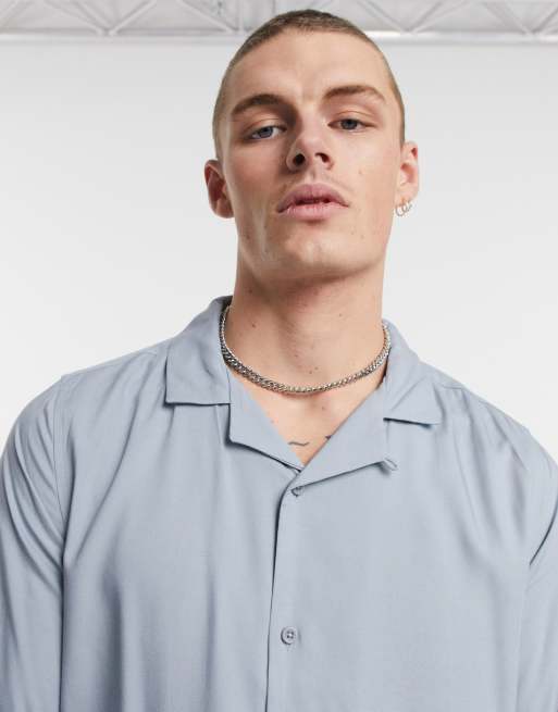 Topman long sleeve shirt in grey, 3 of 4
