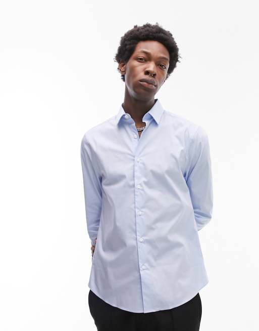 Blue shirt with 2025 white collar from topman