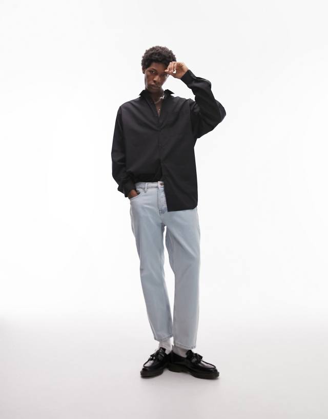 Topman - long sleeve super oversized fit formal shirt in black