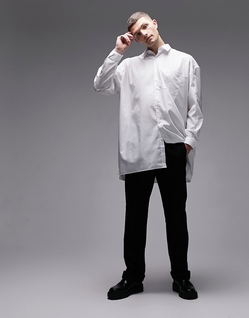 Topman long sleeve super oversized fit formal shirt in white