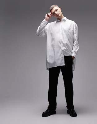 Topman long sleeve super oversized fit formal shirt in white