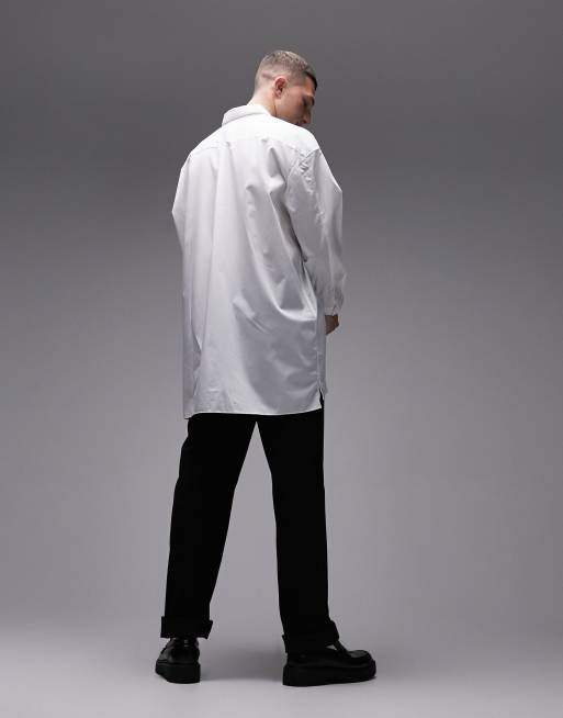 Topman long sleeve super oversized fit formal shirt in white, 2 of 4