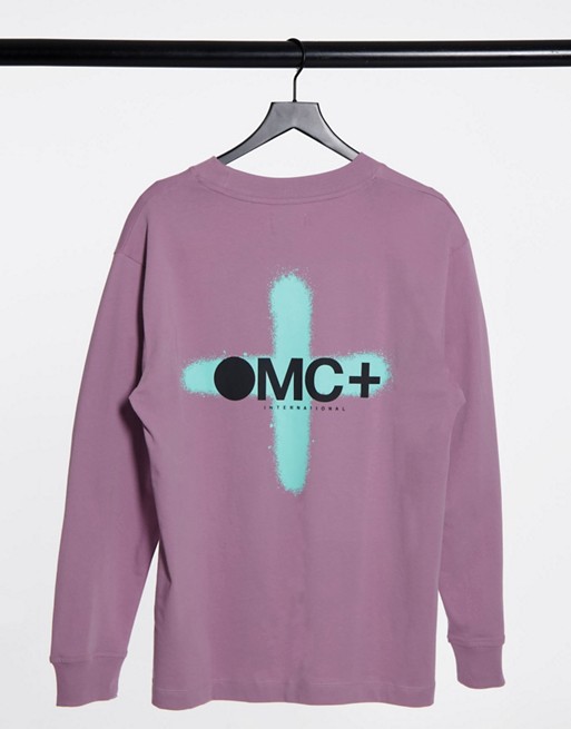 Topman long sleeve t-shirt with paint spray back print in purple