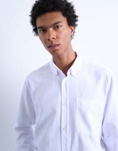 Long sleeve textured formal shirt in white
