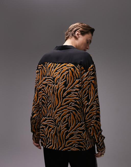 Mens Tiger Printed Viscose Shirt