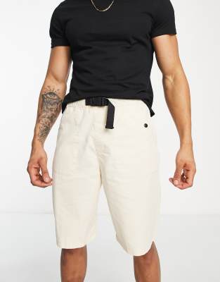 Topman longline belted shorts in ecru - ASOS Price Checker