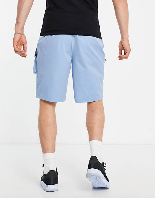 TOPMAN Synthetic Longline Multi Pocket Cargo Shorts in Blue for Men Mens Clothing Shorts Cargo shorts 