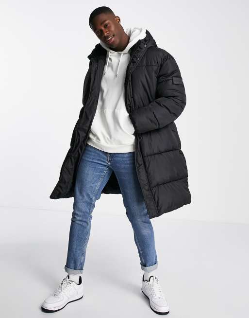 Longline puffer coat on sale men