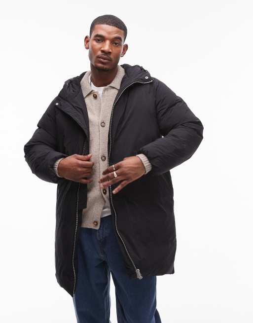 Topman longline puffer jacket in black ASOS