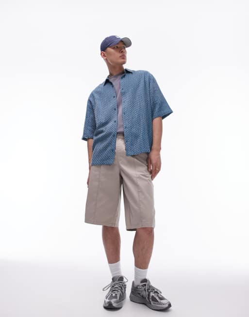 Topman – Longline-Shorts in Stein mit Biesen, 2 von 5
