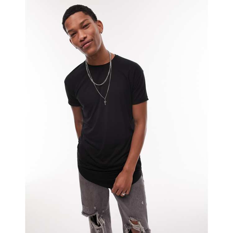 Topman longline T-shirt in black