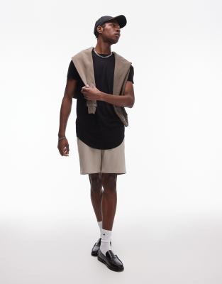 Topman Longline T-shirt In Black