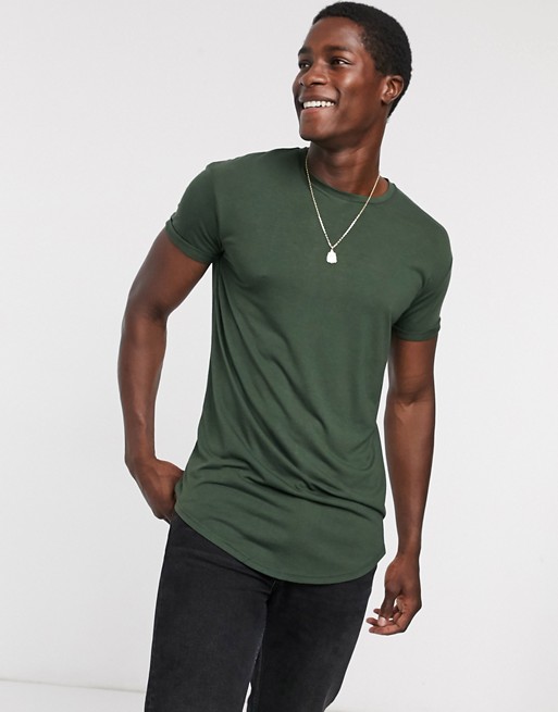 Topman longline t-shirt in green