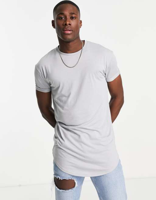 Topman longline t shirt in grey ASOS