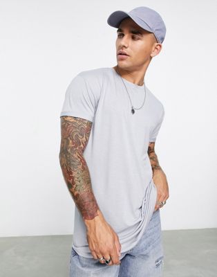 Topman longline t-shirt in grey - ASOS Price Checker