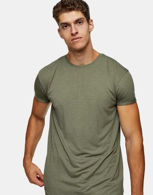 en million Undvigende lige Topman longline t-shirt in khaki | ASOS