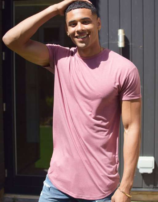 Pink longline hot sale t shirt