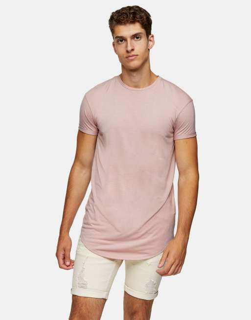 reservation side Ekspedient Topman longline t-shirt in pink | ASOS