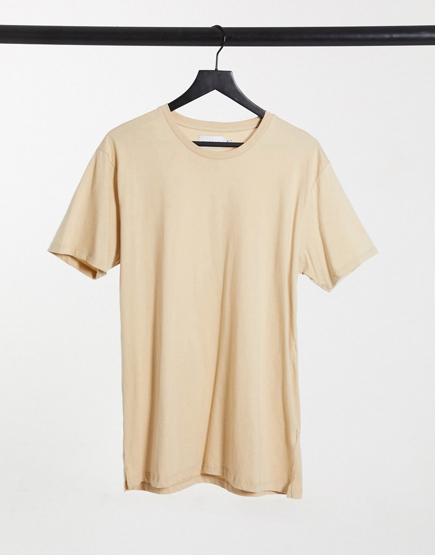Topman longline t-shirt in stone-Neutral