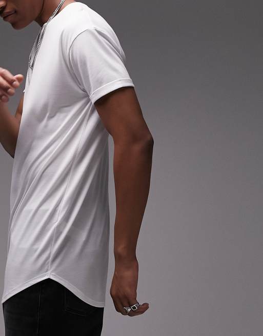 Topman longline t shirt in white