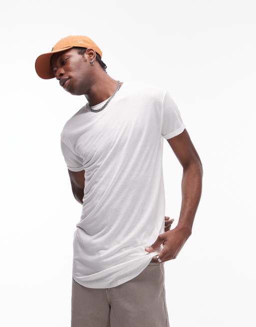 Topman longline t shirt in white