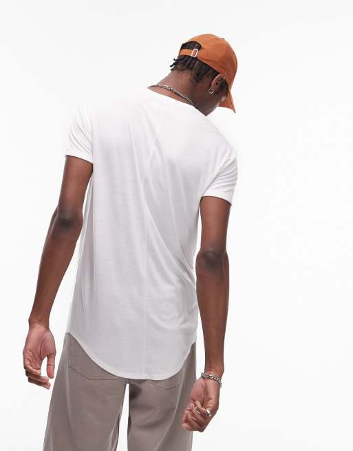Topman longline t-shirt in white, 3 of 4