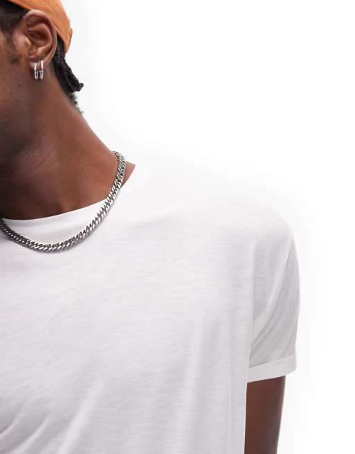 Topman longline t-shirt in white, 4 of 4