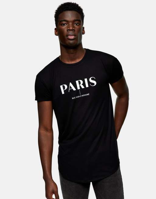 Topman longline T-shirt in black