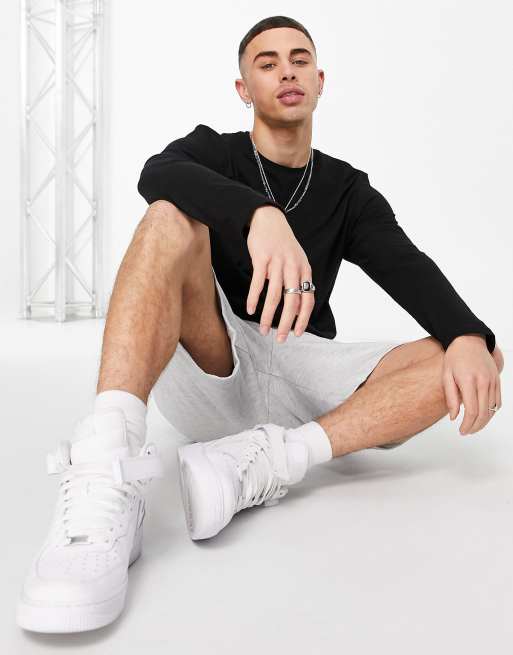 Topman longsleeve classic fit cotton t-shirt in black - BLACK