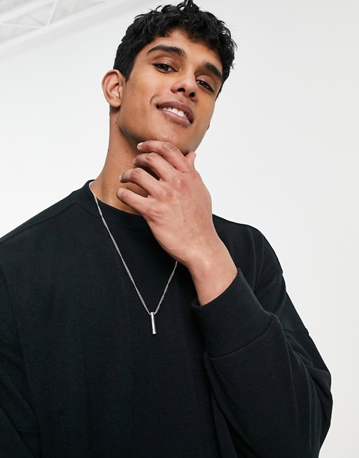 Topman long sleeve relaxed fit knitted jumper in black