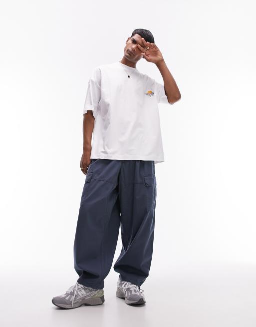 Topman loose cargo pants in blue