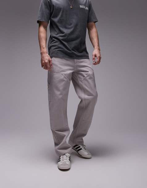 Topman loose carpenter pants in ecru - view 1