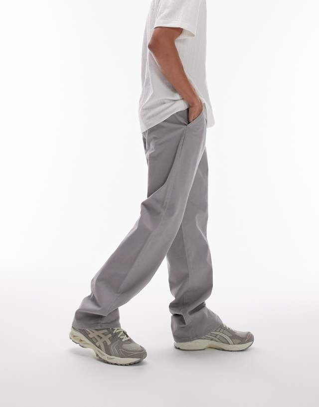 Topman - loose chino trousers with elasticated waistband in grey