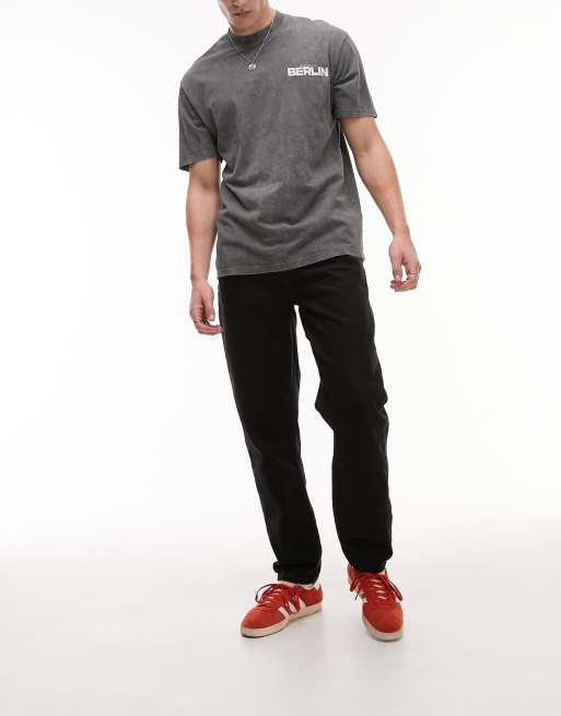 Topman loose jeans in black